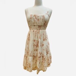 Chic Floral Beige Mini Dress